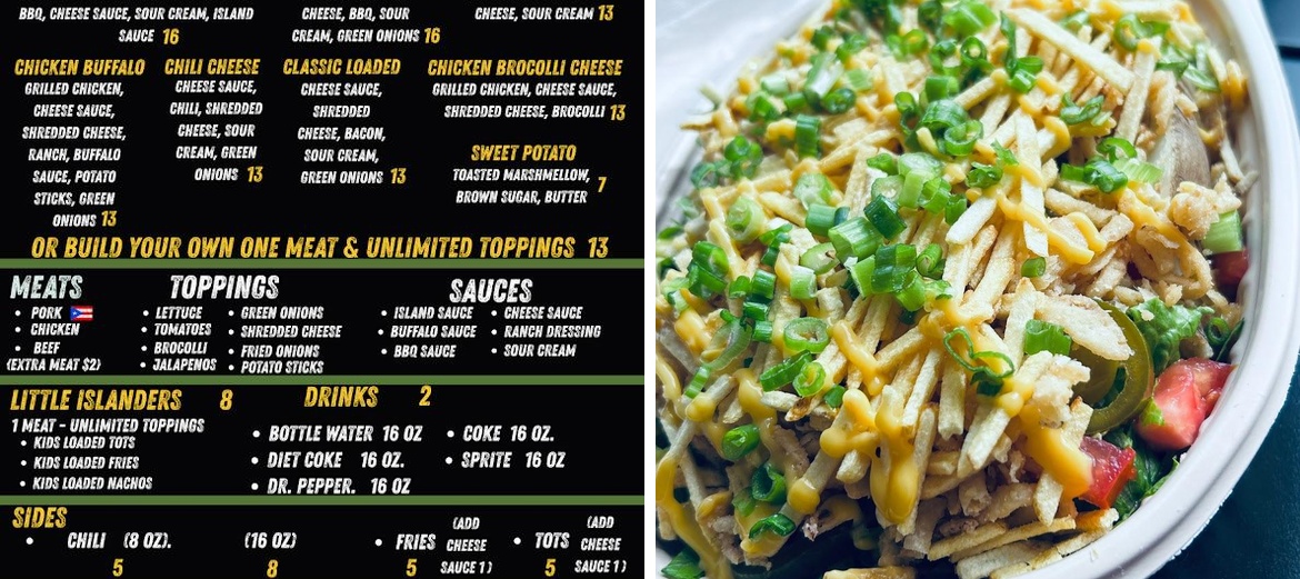 Potato Island Menu